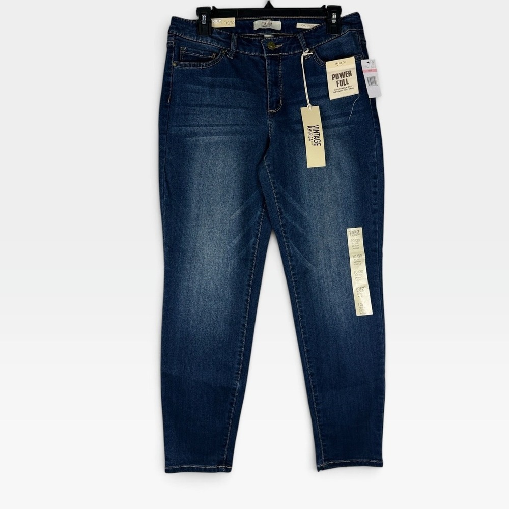 Vintage America Blues Boho Skinny Ankle Jeans Womens 10/30 Blue Stretch NWT